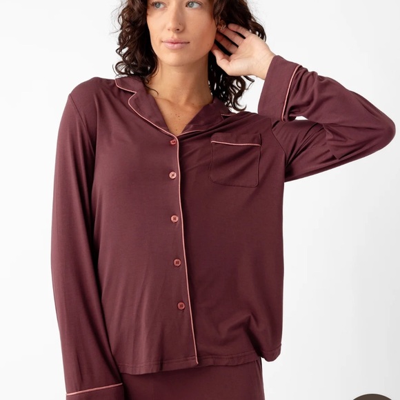 Cozy Earth Bamboo Stretch-Knit Long Sleeve Pajama Top Burgundy L NWT‎ - Picture 1 of 6